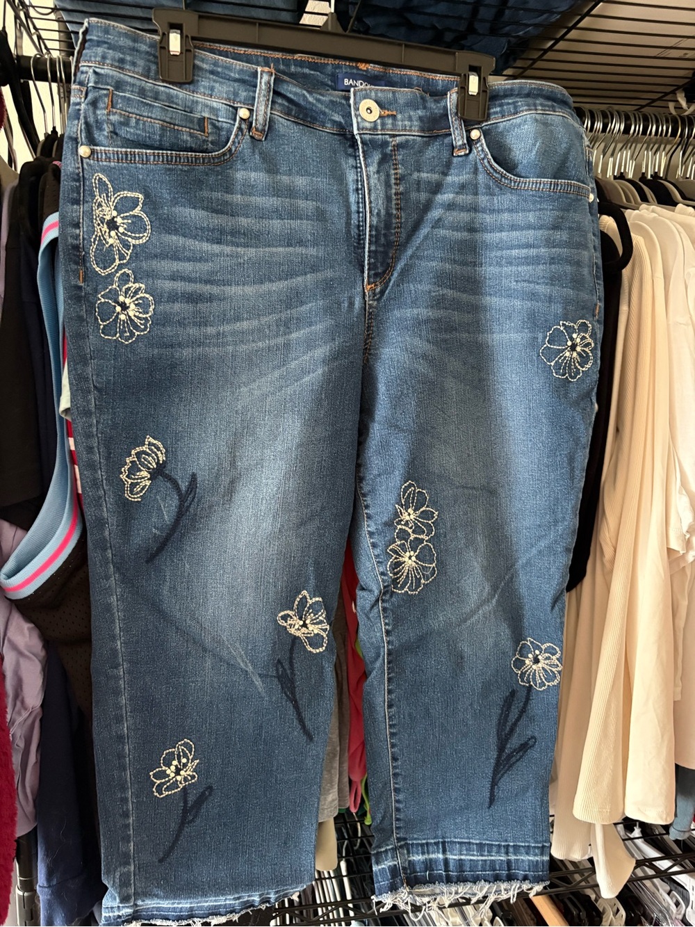 Embellished Denim Capris Size 14